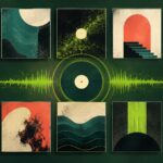 Galeria de dez capas abstratas ao redor de um disco e uma onda sonora.