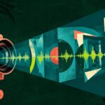 Câmera projeta formas visuais sincronizadas com uma onda sonora.